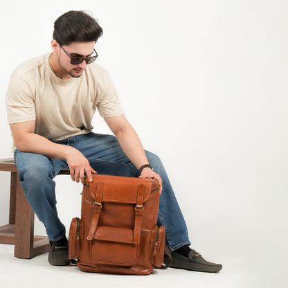 Godzi Goat Leather Backpack – Classic Brown