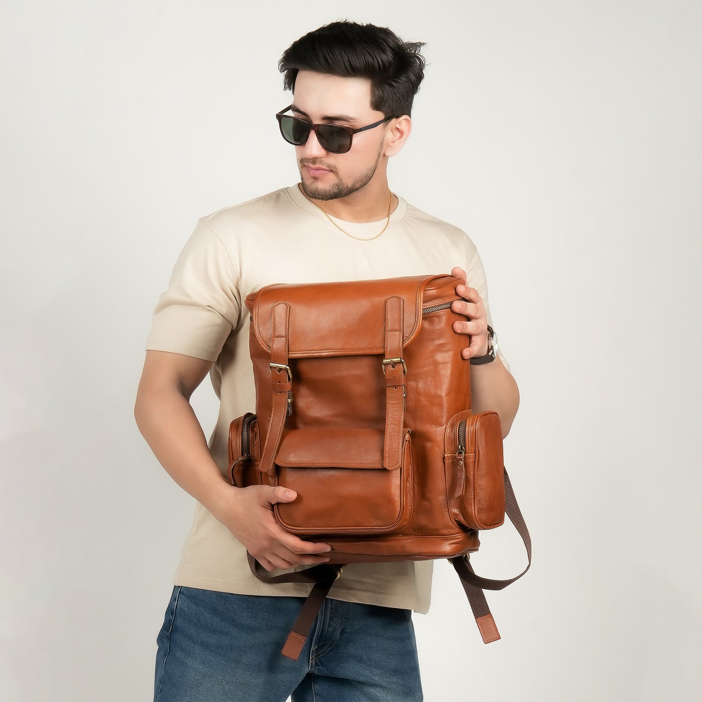 Godzi Goat Leather Backpack – Classic Brown