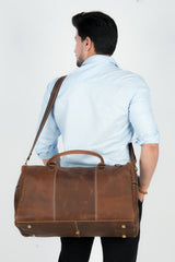 Godzi Buffalo Leather Weekender Duffle – Classic Brown