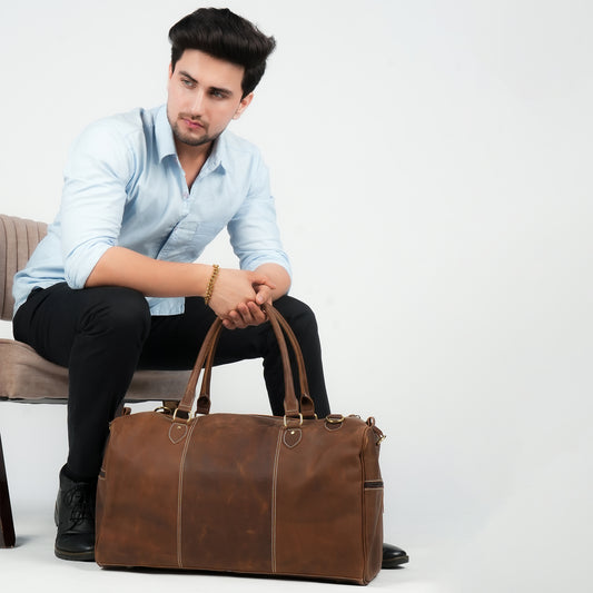 Godzi Buffalo Leather Weekender Duffle – Classic Brown