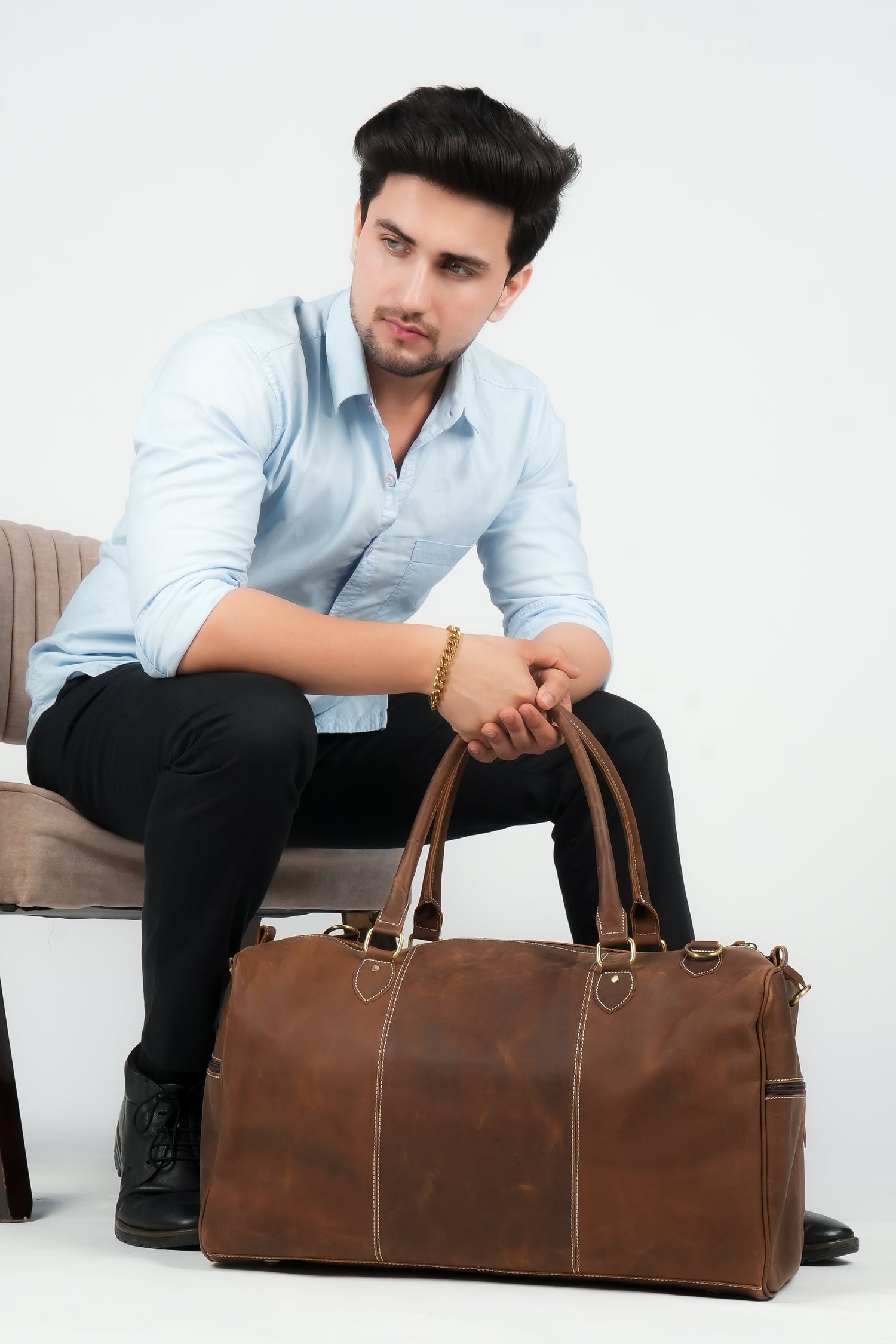 Godzi Buffalo Leather Weekender Duffle – Classic Brown