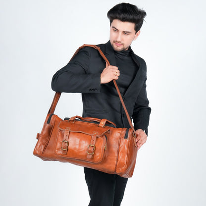 Godzi Extra-Large Goat Leather Travel Duffle – Brown Godzi Leather