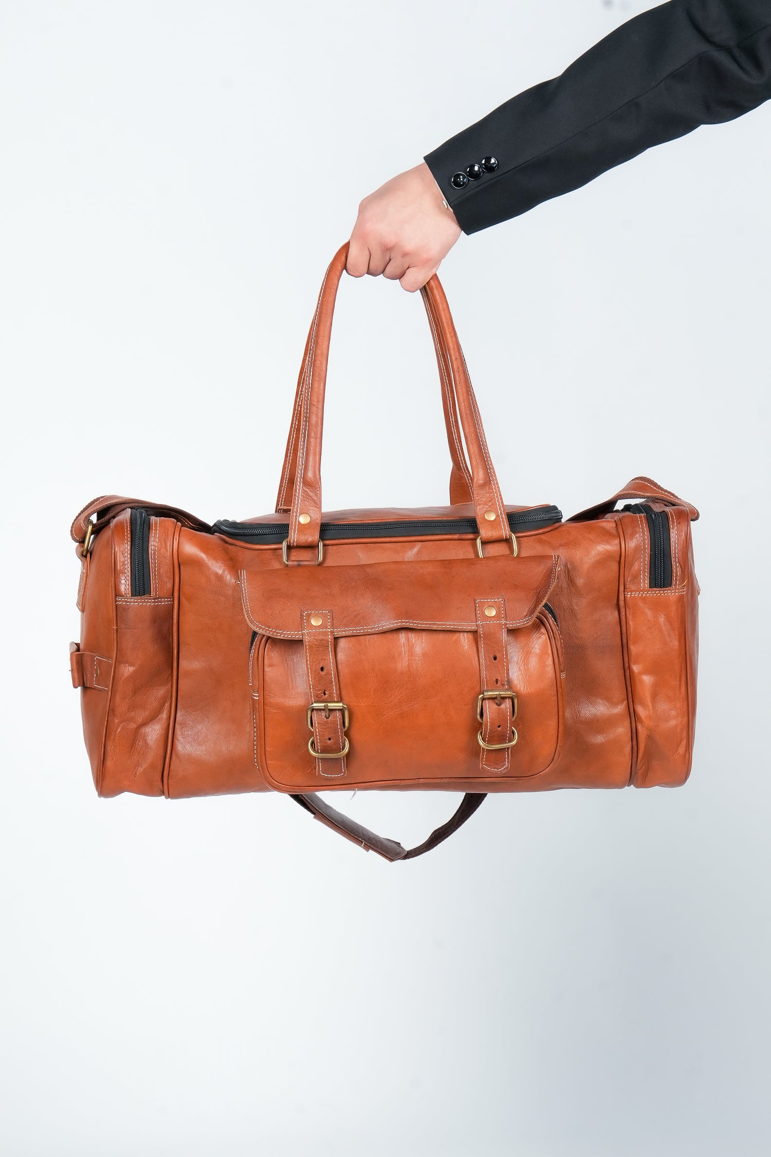 Godzi Extra-Large Goat Leather Travel Duffle – Brown