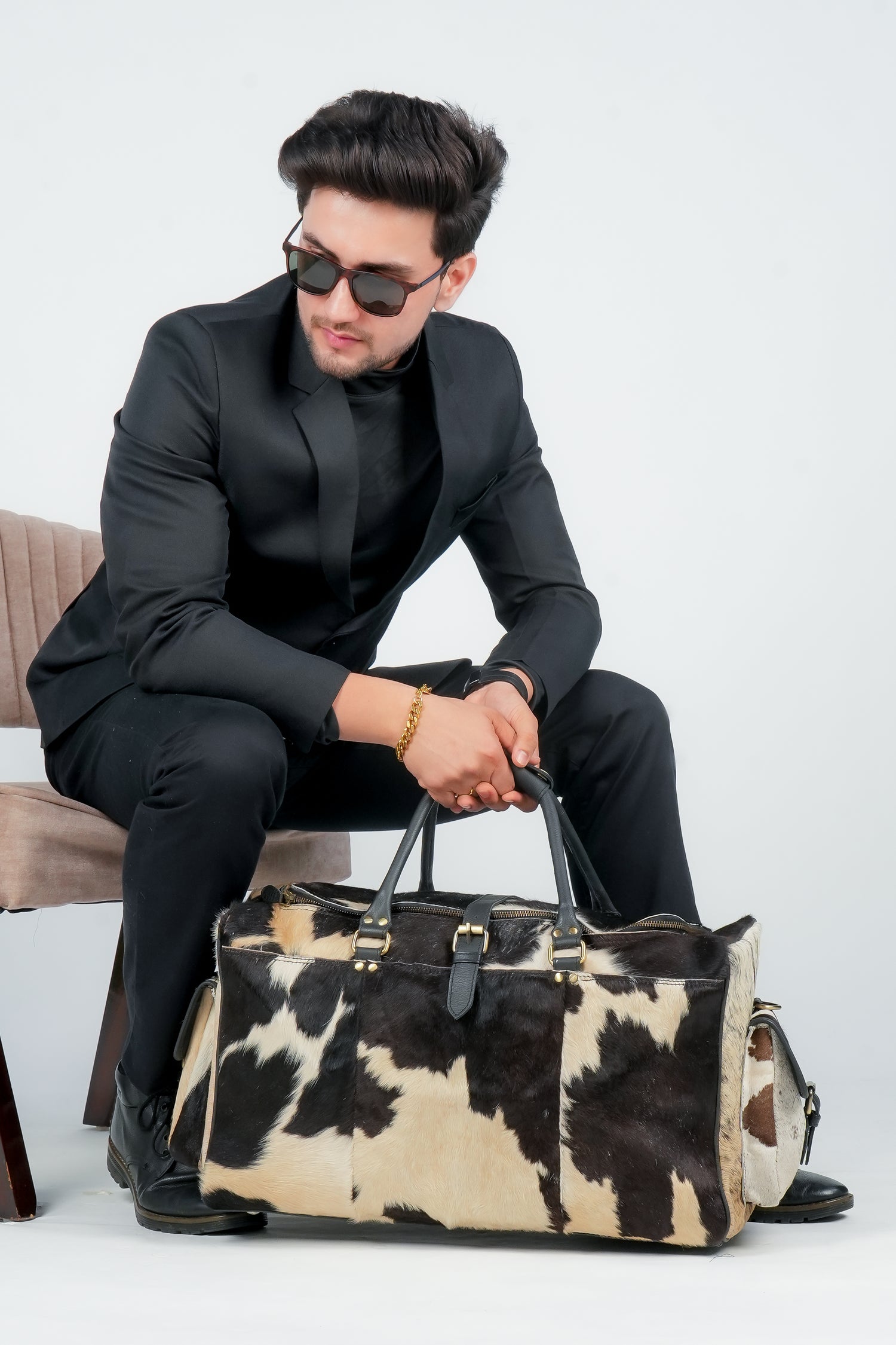 Godzi Luxury Hairon Leather Duffle – Unique Handmade Goat Leather