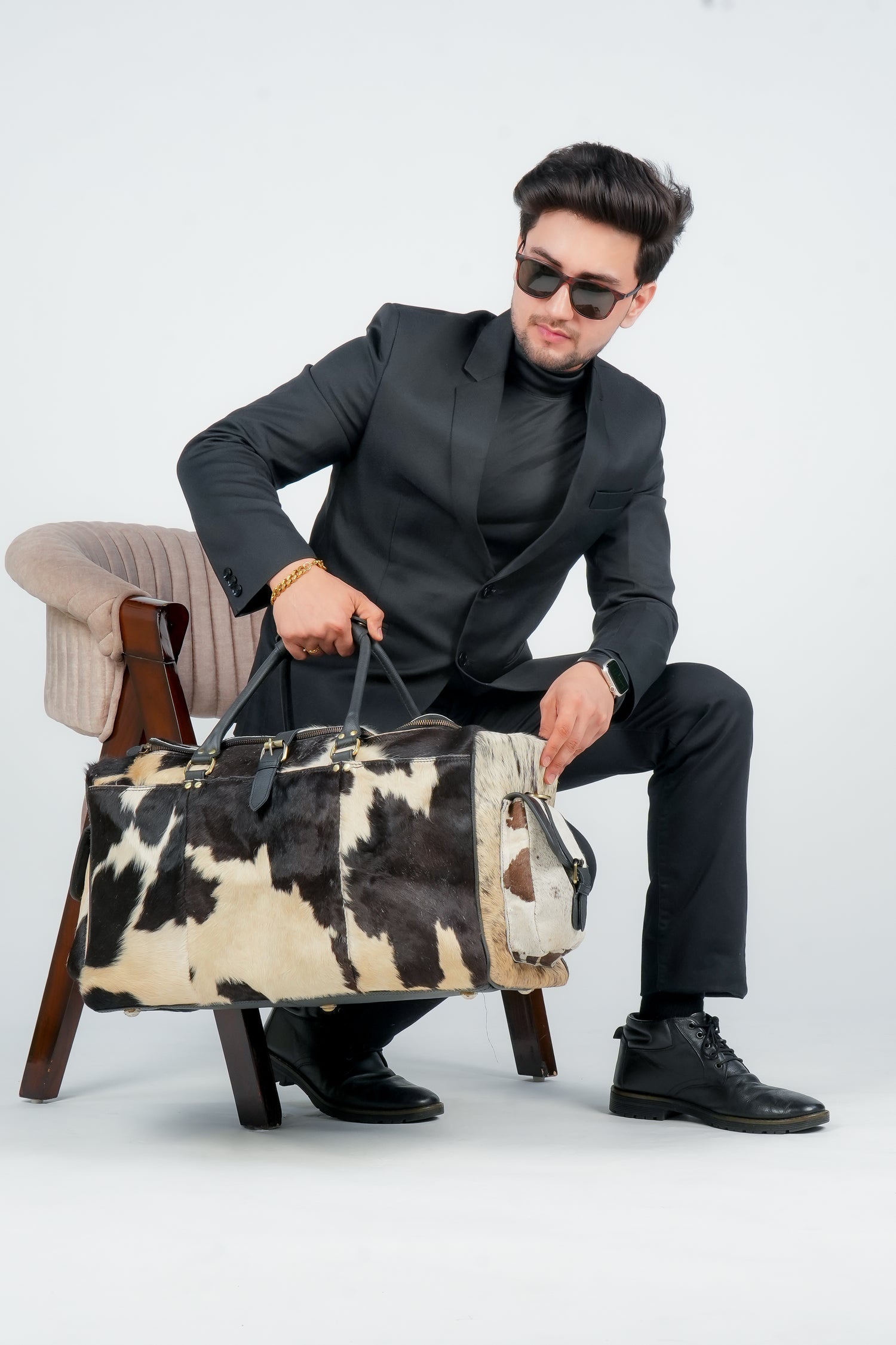 Godzi Luxury Hairon Leather Duffle – Unique Handmade Goat Leather