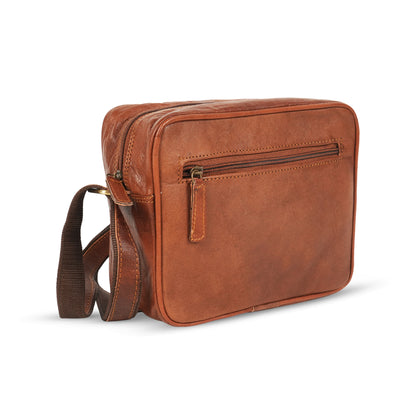 Godzi Unisex Leather Crossbody Bag – Compact Brown