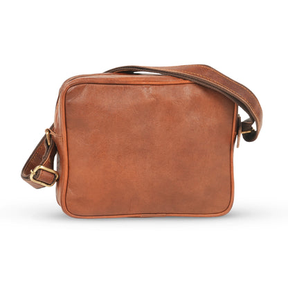 Godzi Unisex Leather Crossbody Bag – Compact Brown