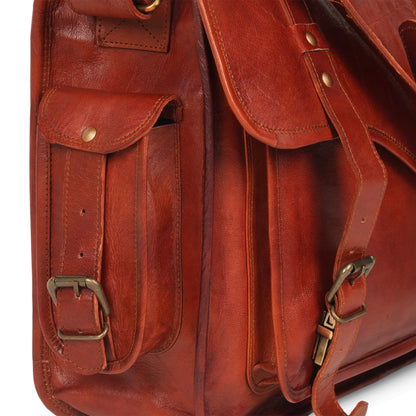 Godzi Goat Leather Messenger Bag – Vintage Brown