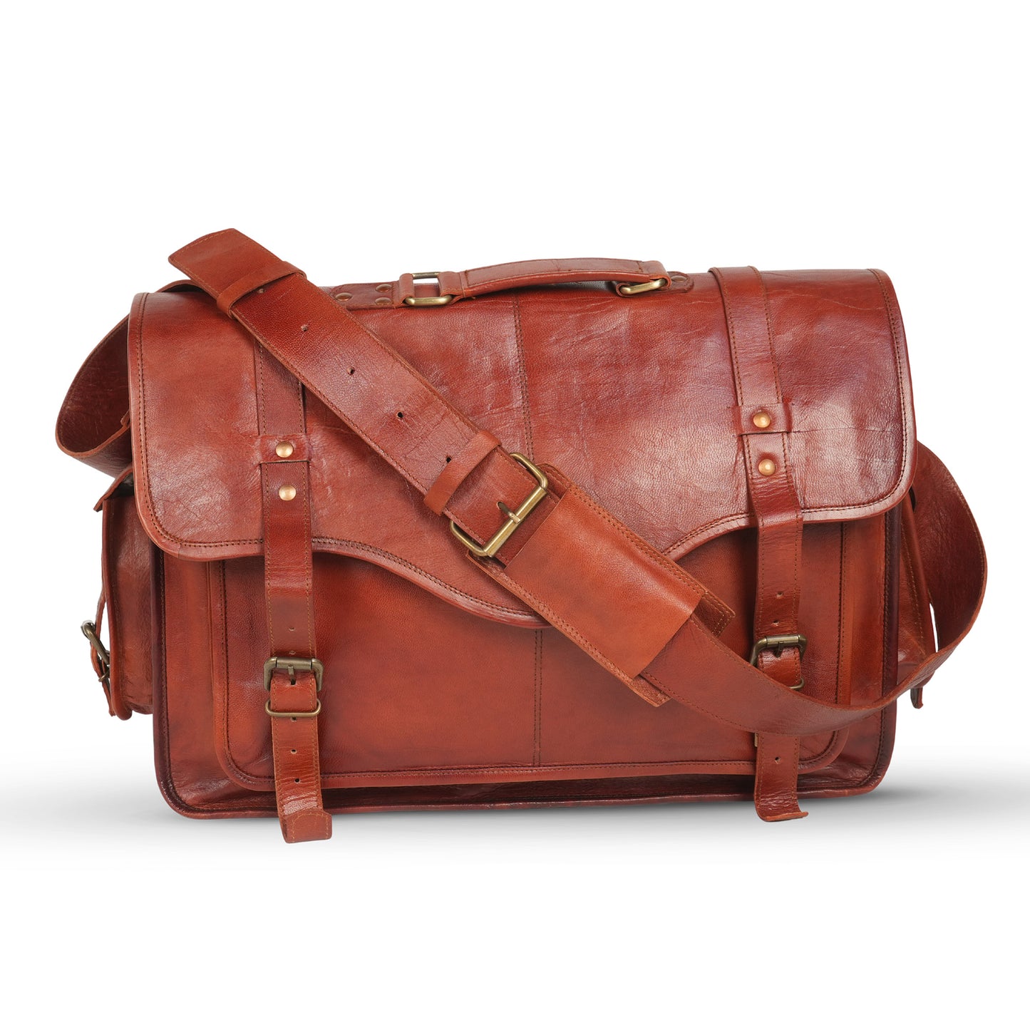 Godzi Goat Leather Messenger Bag – Vintage Brown