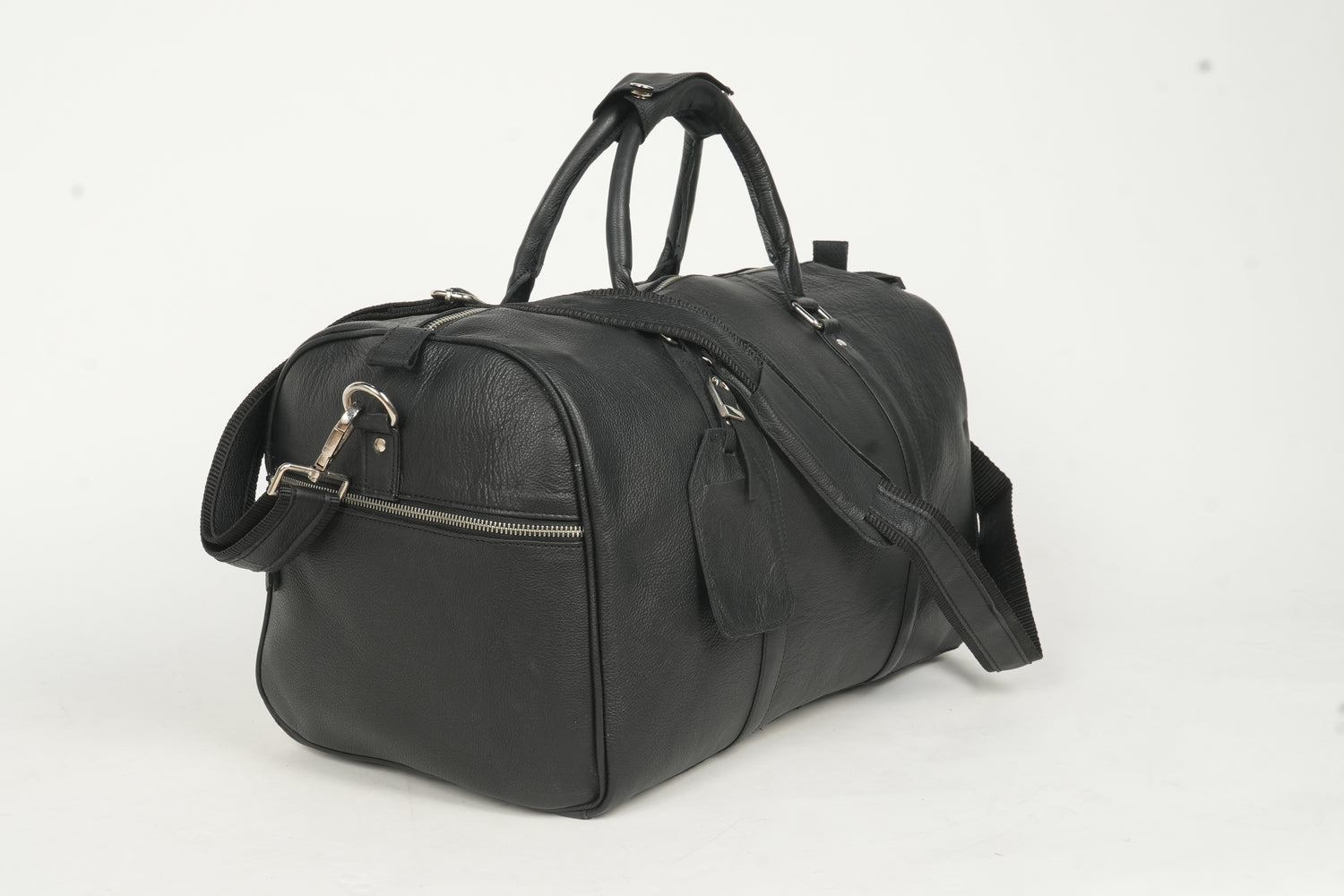 Godzi Black Leather Duffle Bag