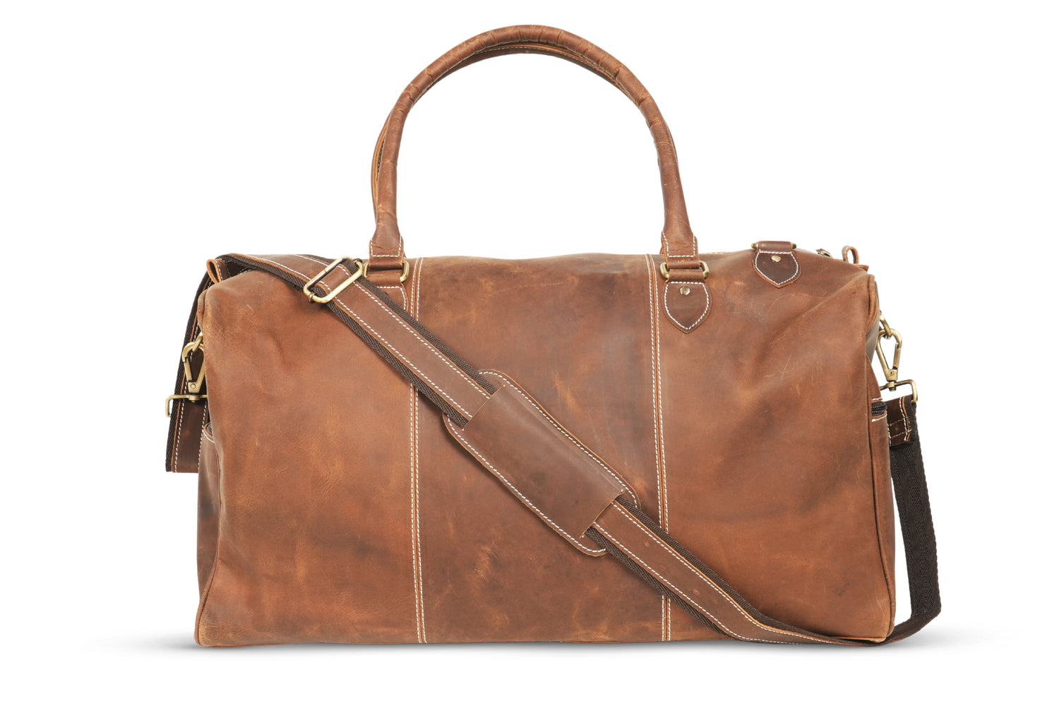 Godzi Buffalo Leather Weekender Duffle – Classic Brown