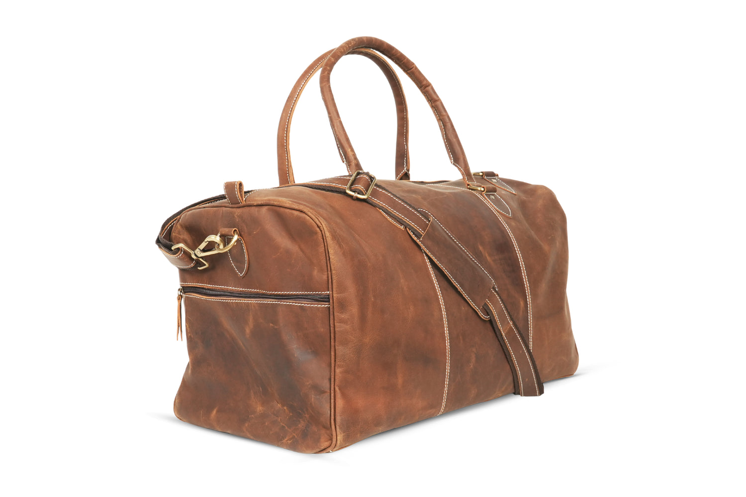 Godzi Buffalo Leather Weekender Duffle – Classic Brown
