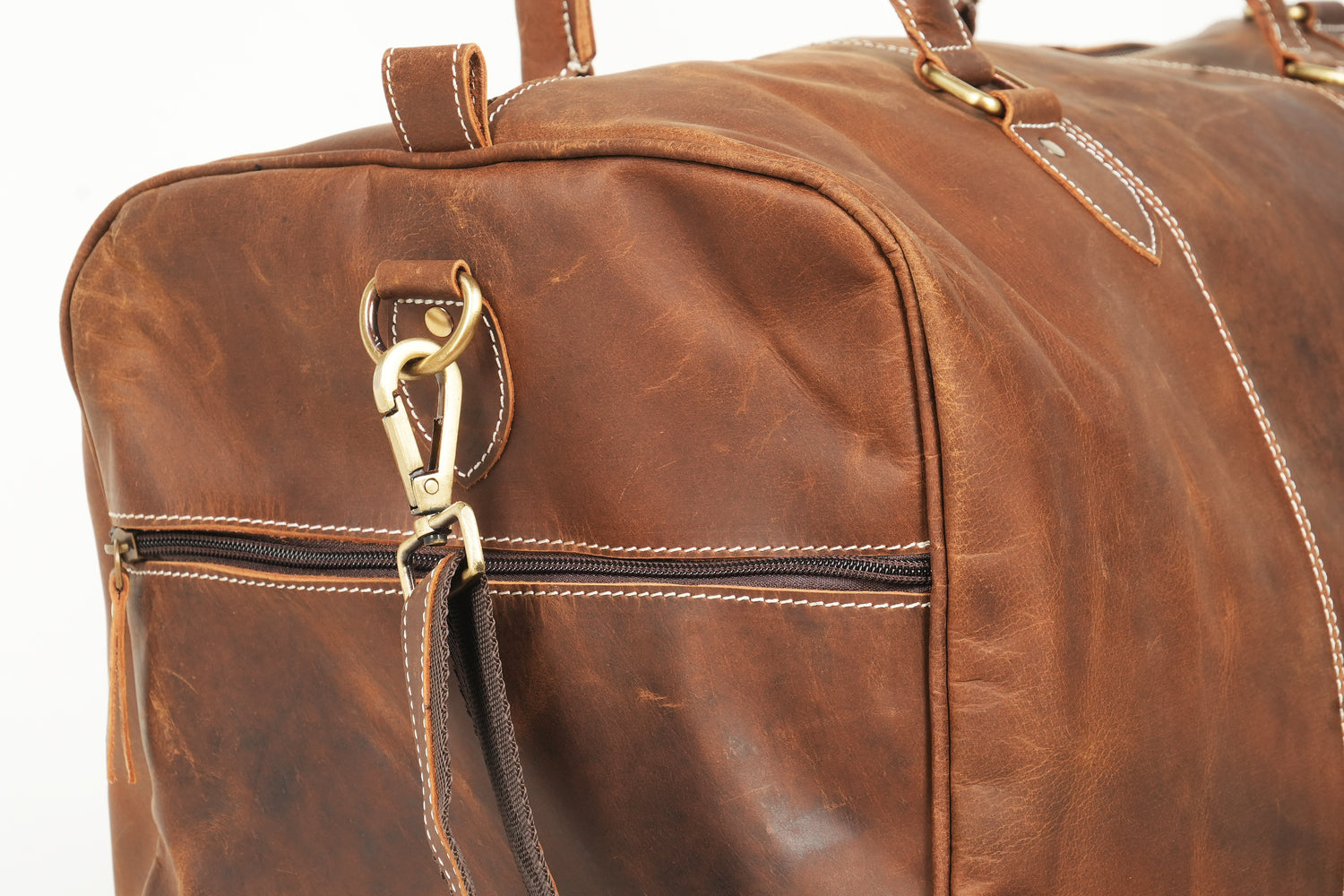 Godzi Buffalo Leather Weekender Duffle – Classic Brown