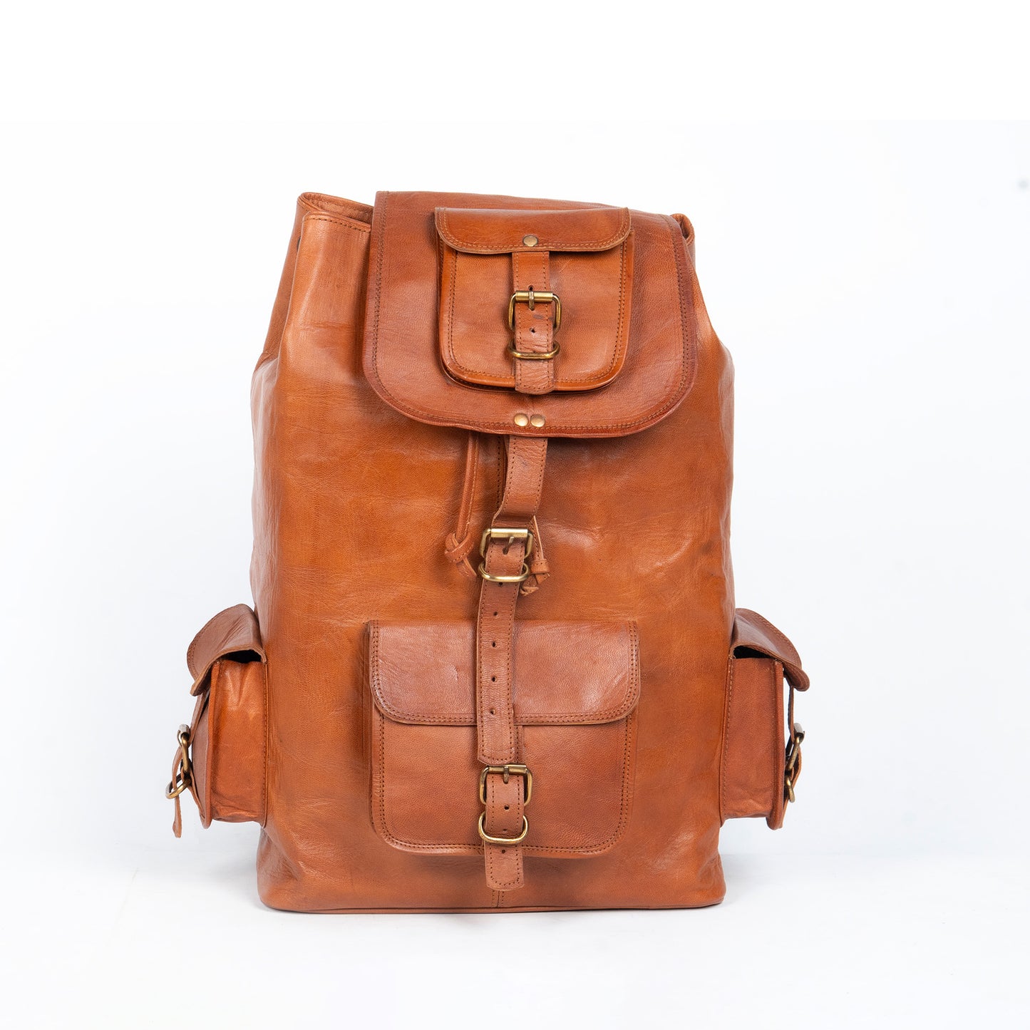 Godzi Goat Leather Backpack – Vintage Brown Travel Edition