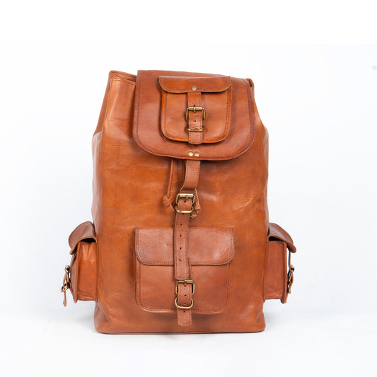 Godzi Goat Leather Backpack – Vintage Brown Travel Edition