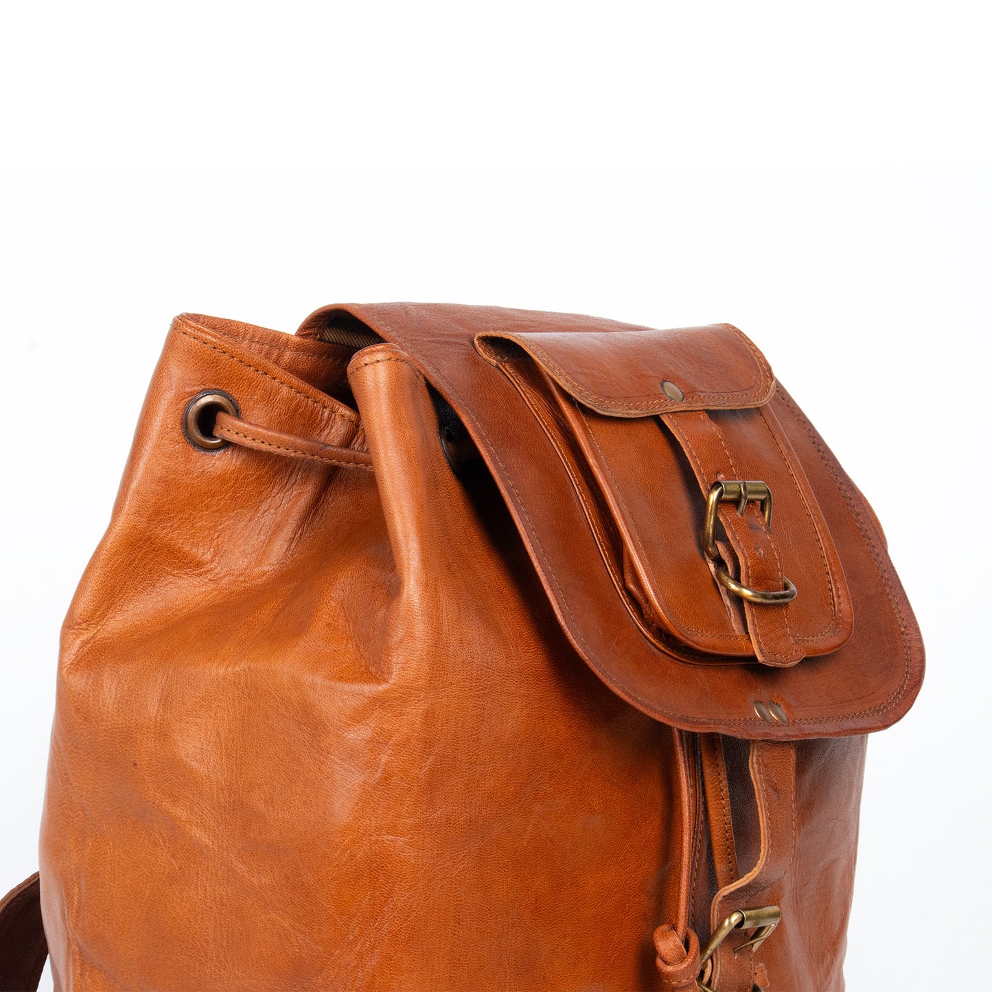 Godzi Goat Leather Backpack – Vintage Brown Travel Edition