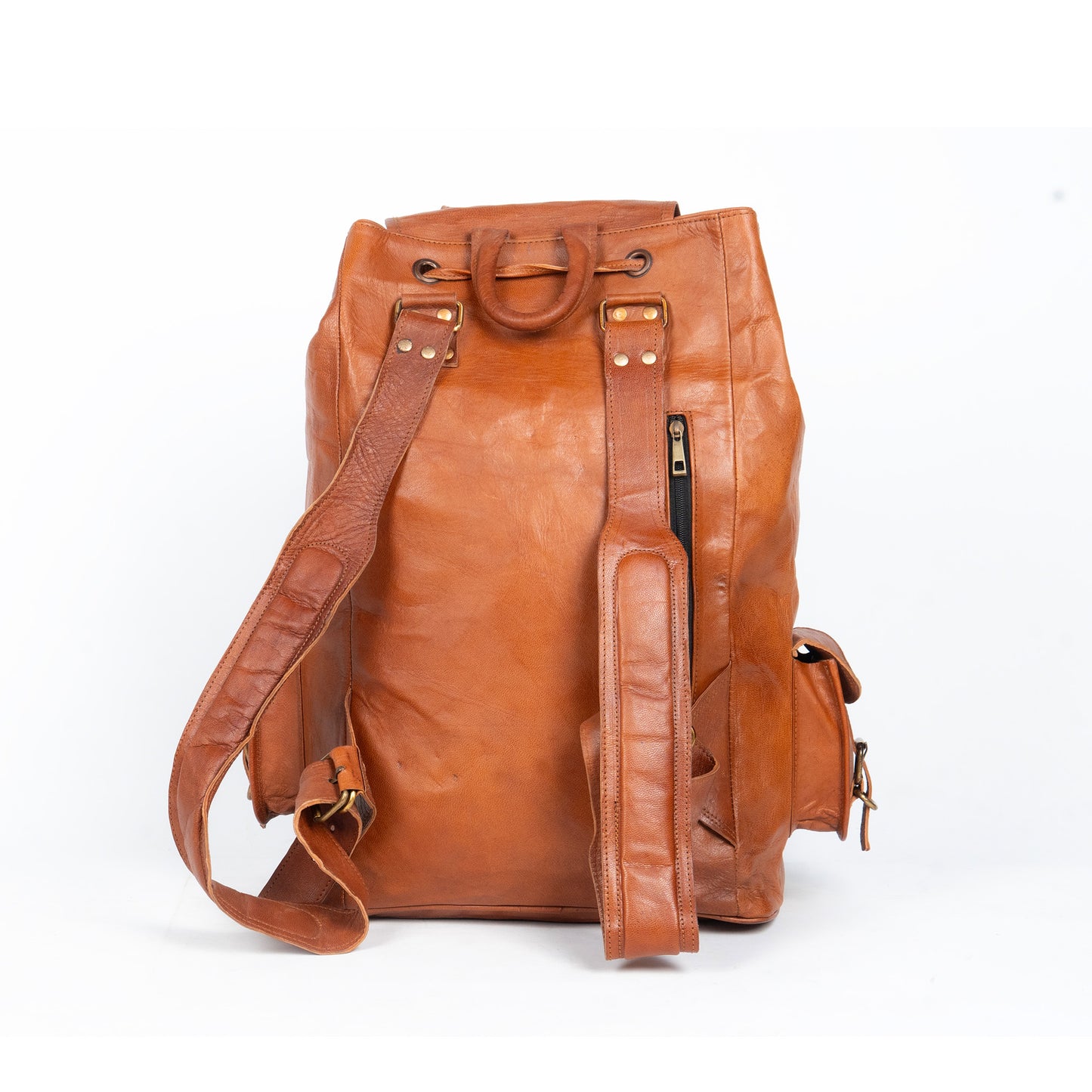 Godzi Goat Leather Backpack – Vintage Brown Travel Edition