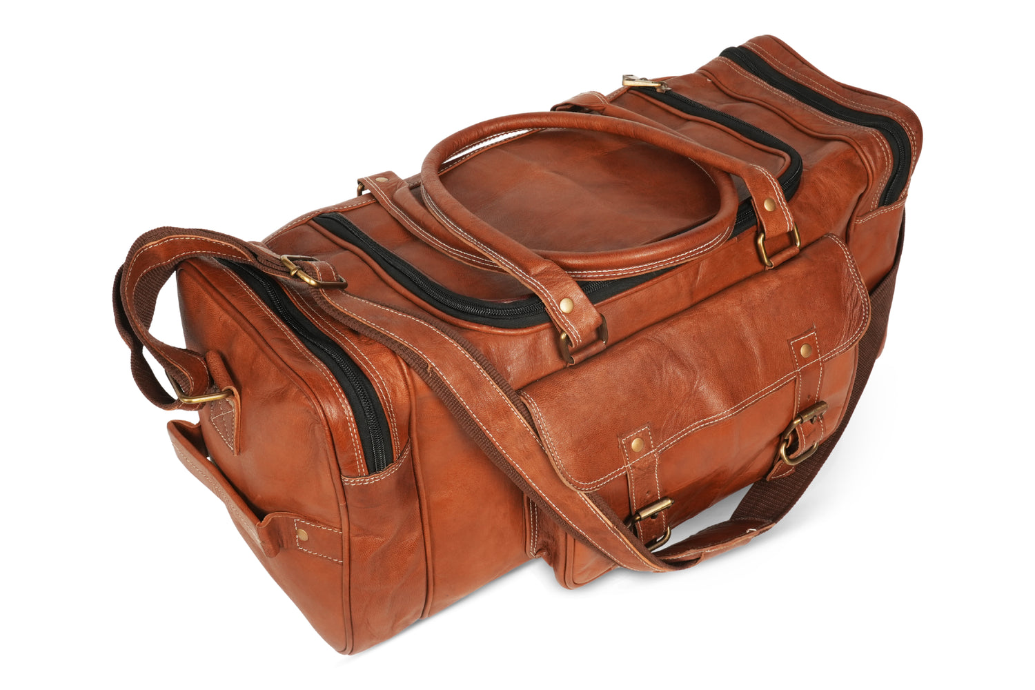 Godzi Extra-Large Goat Leather Travel Duffle – Brown