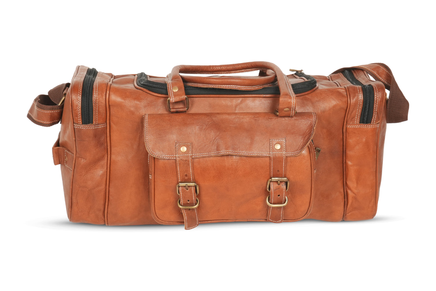 Godzi Extra-Large Goat Leather Travel Duffle – Brown