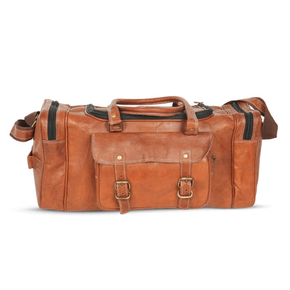 Godzi Extra-Large Goat Leather Travel Duffle – Brown Godzi Leather