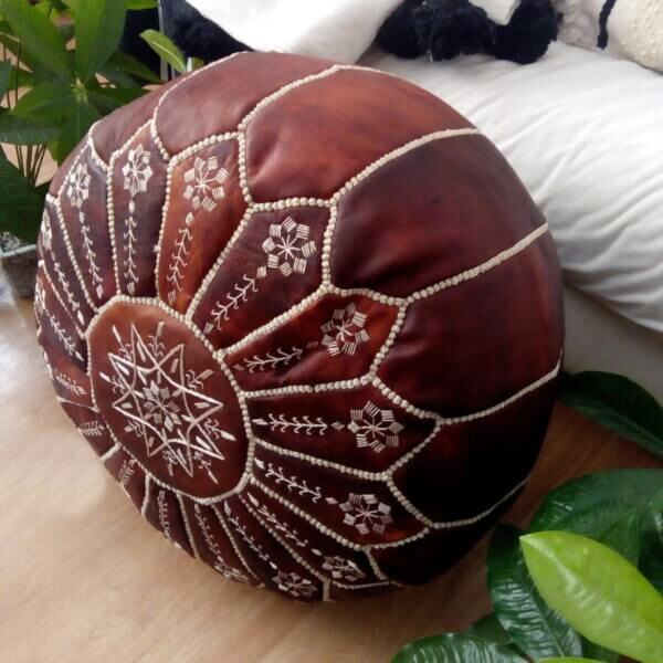 Moroccan Leather Pouf