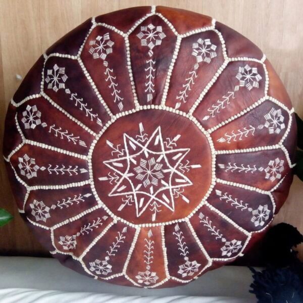Moroccan Leather Pouf