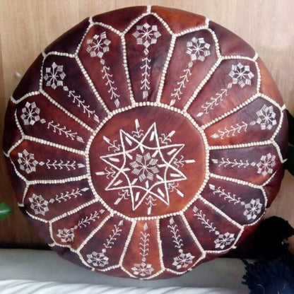 Moroccan Leather Pouf