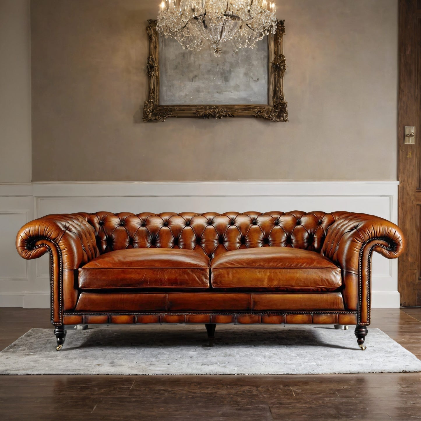 Ralph Chesterfield 3- Seater Leather Sofa