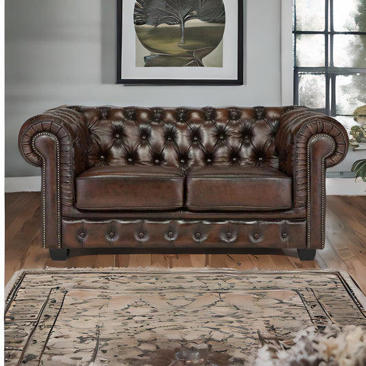 Sofia Tufted Two Seater Leather Sofa