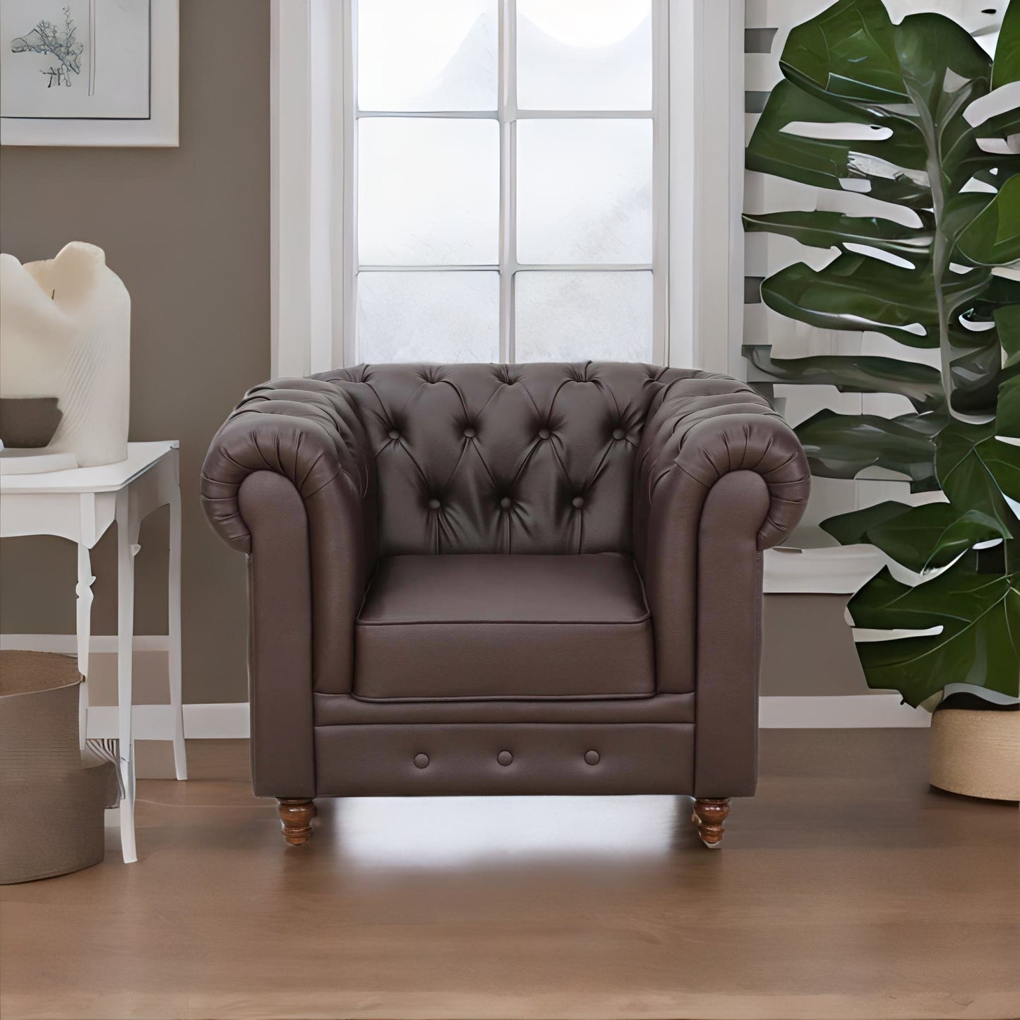 Chesterfield Leatherette One Seater Couch