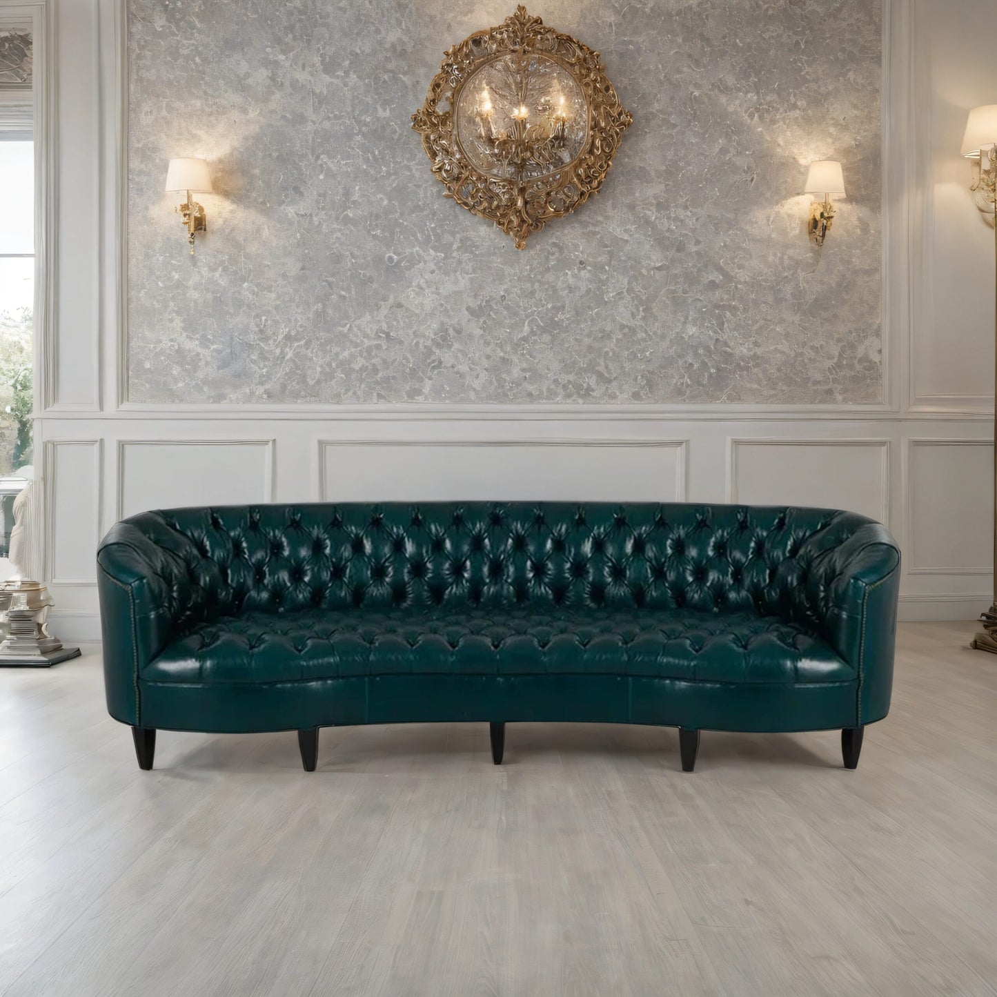 Violet Tufted 4- Seater Leather Sofa