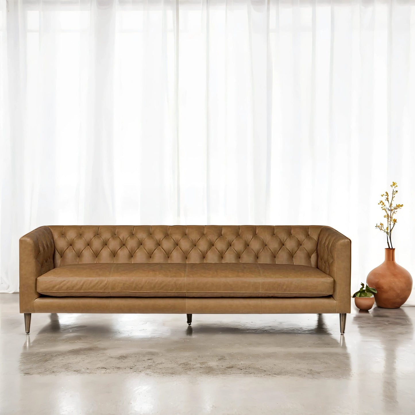 Viola Luxury Chesterfield Leather 4- Seater Sofa