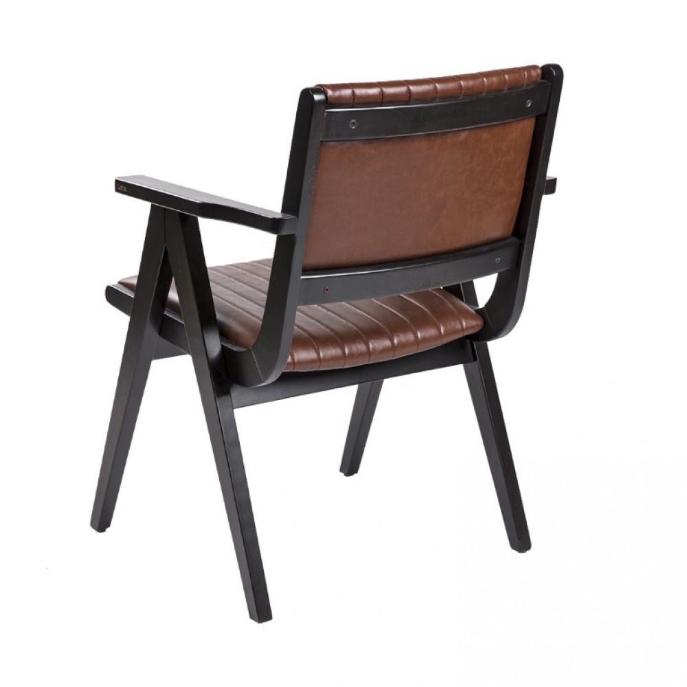 Classic Solid Wood Leather Arm Chair